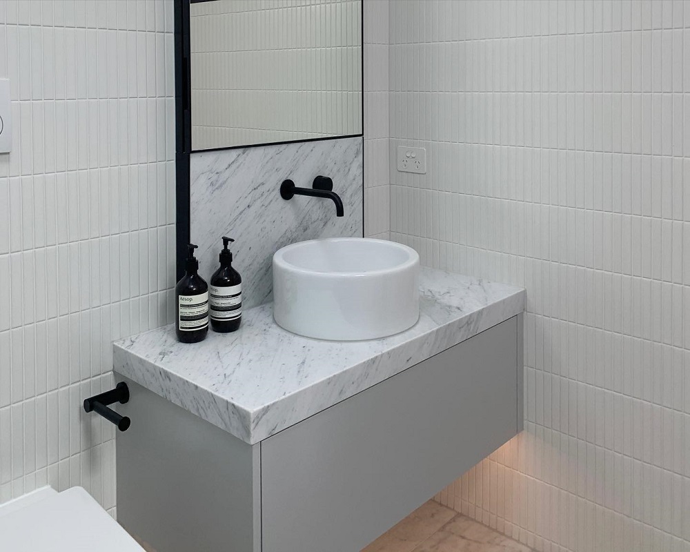 Stone Solutions - WK Stone Carrara Marble - Vanity - Sydney Installation - Concord Project